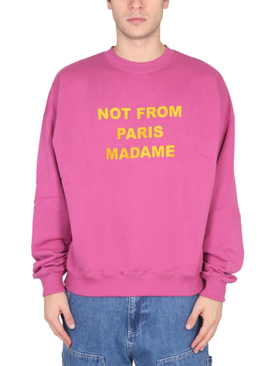 Drôle De Monsieur Light Purple Crew Neck Sweatshirt With Slogan In Lilac |  ModeSens