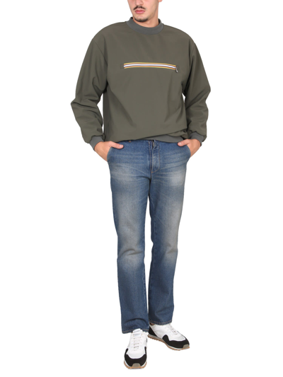 Shop K-way Sweatshirt With Front Pocket In Verde