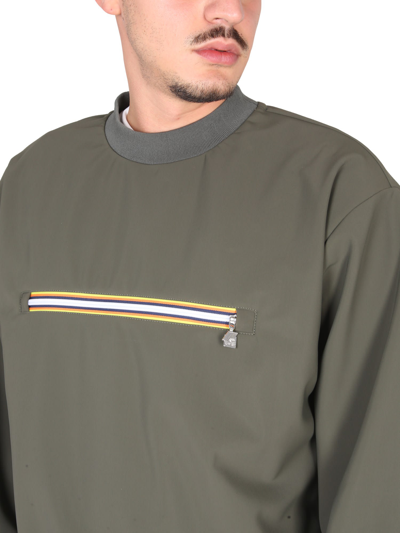 Shop K-way Sweatshirt With Front Pocket In Verde
