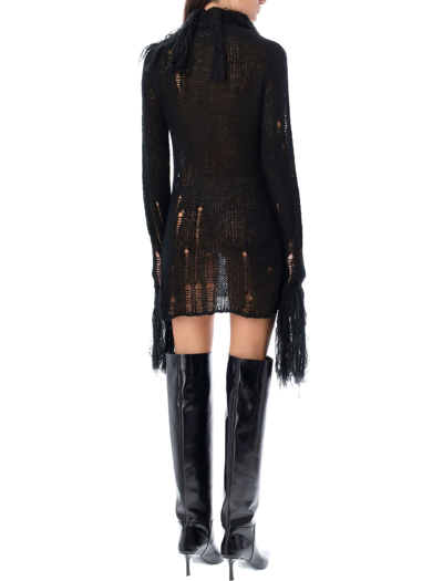 Shop Gcds Fluffy Knit Mini Dress In Black