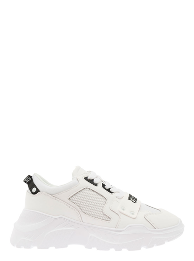Shop Versace Jeans Couture Speedtrack Black Sneakers With Platform And Logo In Leather Man