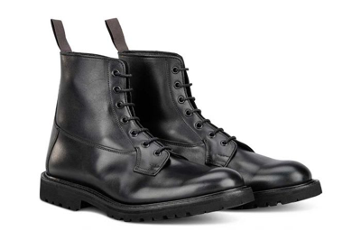 Shop Tricker's Burford Plain Derby Boot In Black