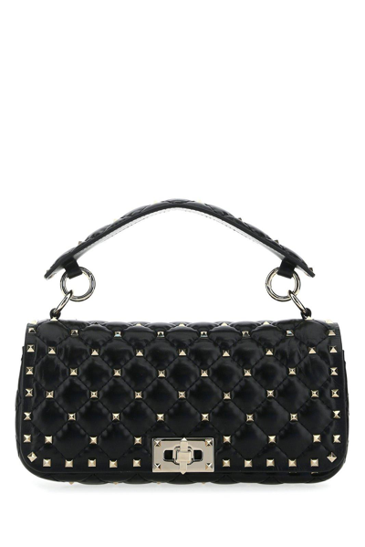 Shop Valentino Garavani Rockstud Foldover Top Tote Bag In Nero