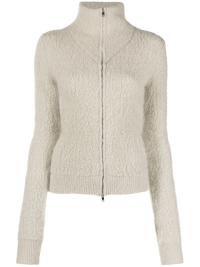 Shop Isabel Marant Amina Zip-front Knitted Cardigan In Grey
