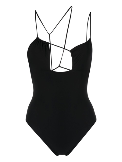 Shop Nensi Dojaka Strap-detail Swimsuit In Black
