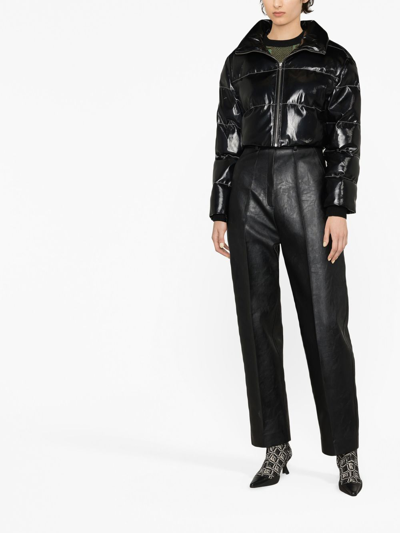 Shop Staud Ace Cropped Puffer Jacket In Black