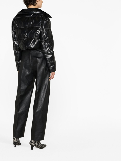 Shop Staud Ace Cropped Puffer Jacket In Black