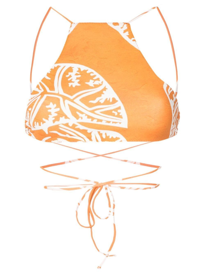 Shop Clube Bossa Chung Wrap-tie Bikini Top In Orange