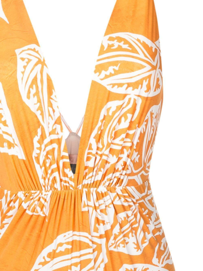 Clube Bossa Clavert Leaf-print Swimsuit In Orange