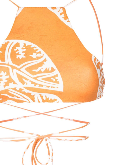 Shop Clube Bossa Chung Wrap-tie Bikini Top In Orange