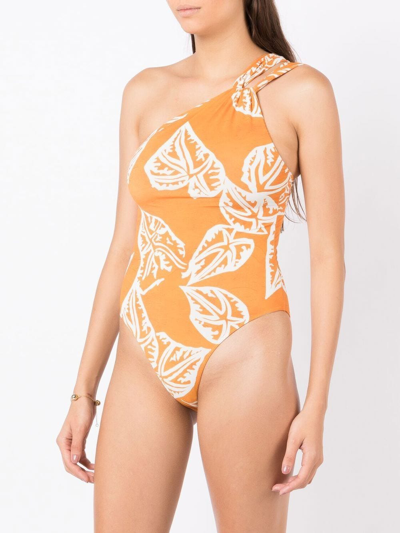 Clube Bossa Asymmetric Graphic-print Swimsuit In Orange