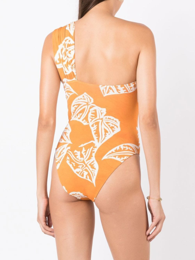 Clube Bossa Asymmetric Graphic-print Swimsuit In Orange