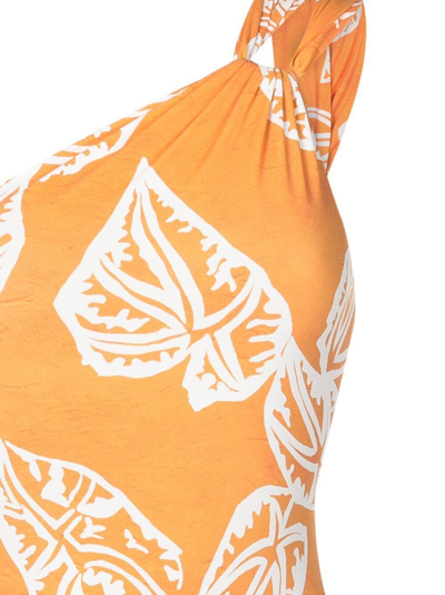 Clube Bossa Asymmetric Graphic-print Swimsuit In Orange