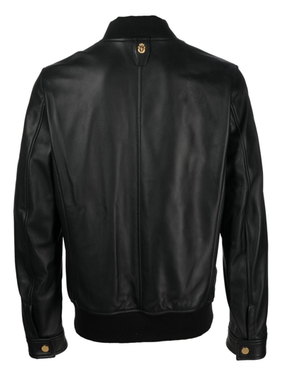 Shop Billionaire Sheepskin Bomber Jacket In Black