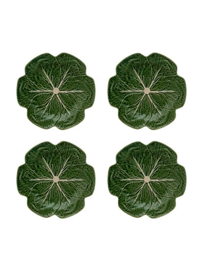 Shop Bordallo Pinheiro Cabbage 4-piece Dinner Plate Set In Green