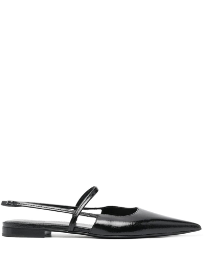 Shop Totême The Sharp Slingback Flat Sandals In Black