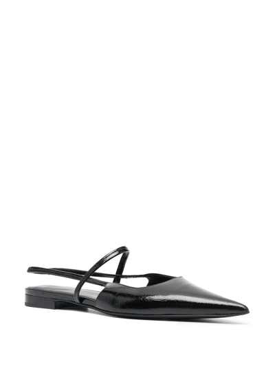 Shop Totême The Sharp Slingback Flat Sandals In Black