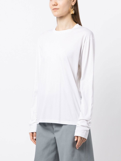 Shop Jil Sander Crew Neck Long-sleeved T-shirt In White