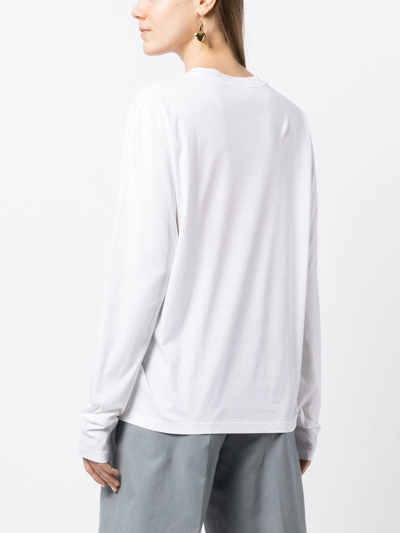 Shop Jil Sander Crew Neck Long-sleeved T-shirt In White