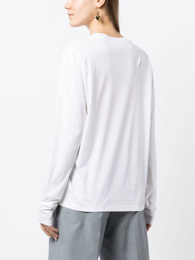 Jil Sander Crew Neck Long-sleeved T-shirt In White