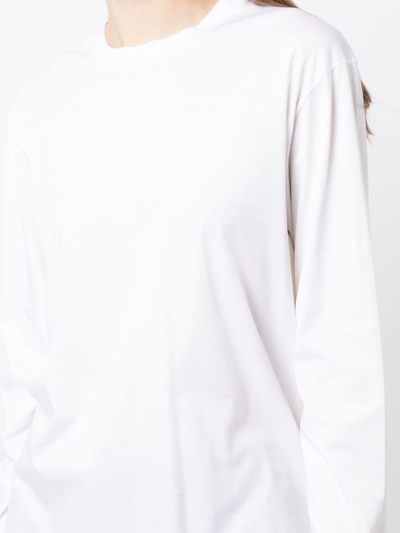 Shop Jil Sander Crew Neck Long-sleeved T-shirt In White