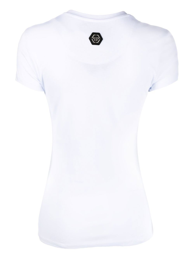 Shop Philipp Plein Monogram Teddy-print T-shirt In White