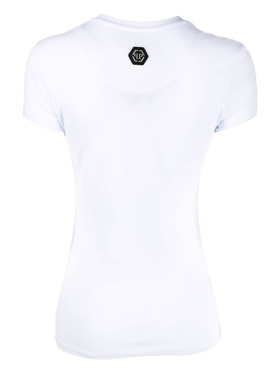 Philipp Plein Round Neck Ss Monogram Teddy T-shirt In White In White