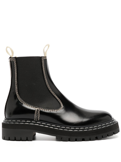 Shop Proenza Schouler Contrast-stitch Leather Chelsea Boots In Black