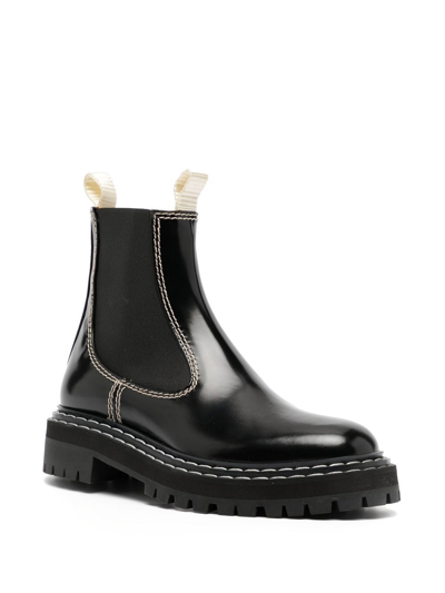 Shop Proenza Schouler Contrast-stitch Leather Chelsea Boots In Black