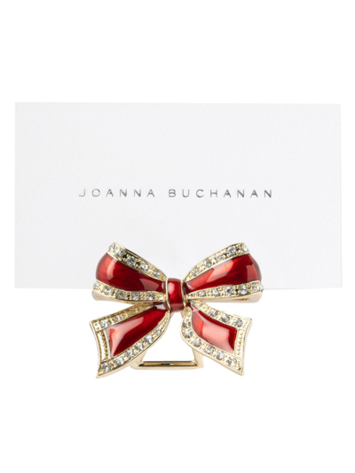 Shop Joanna Buchanan Enamel Bow Placecard Holders 4-piece Set In Red