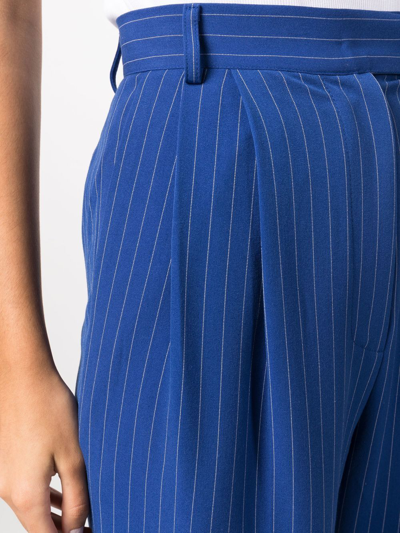 Shop The Frankie Shop Bea Pinstripe Straight-leg Trousers In Blue