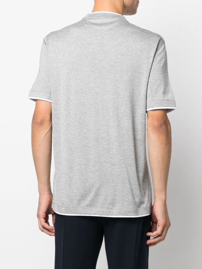 Shop Brunello Cucinelli Layered-collar T-shirt In Grey