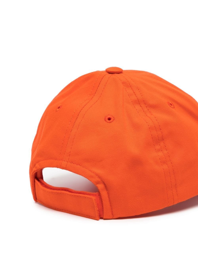 Palm Angels Brand-embroidered Curved-brim Cotton-twill Baseball Cap In Orange