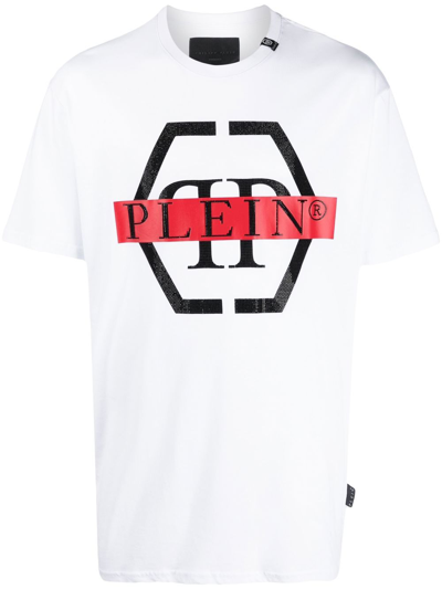 Shop Philipp Plein Hexagon-print T-shirt In White