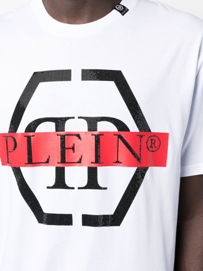Shop Philipp Plein Hexagon-print T-shirt In White