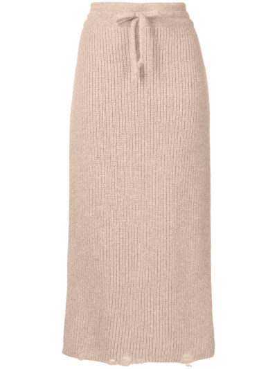 Shop Rejina Pyo Leanne Ribbed-knit Skirt In Brown