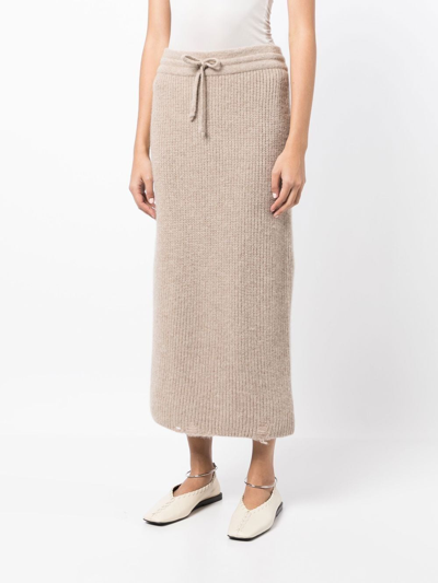 Shop Rejina Pyo Leanne Ribbed-knit Skirt In Brown