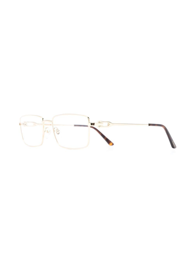 Cartier Square-frame Logo-plaque Sunglasses In Gold