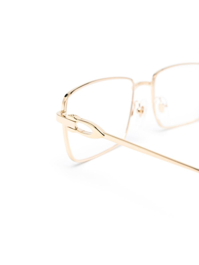 Shop Cartier Square-frame Logo-plaque Sunglasses In Gold