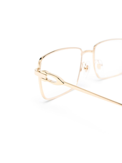 Cartier Square-frame Logo-plaque Sunglasses In Gold