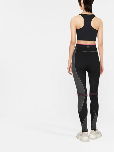 Balmain Moto Paneled Seamless Jersey Leggings In Black