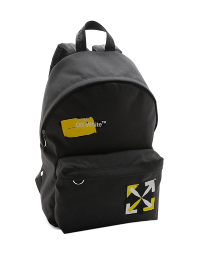 Shop Off-white Kid's Twill Logo Backpack In Black Yellow