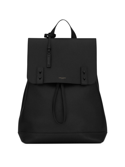 Shop Saint Laurent Men's Sac De Jour Backpack In Grained Leather In Black