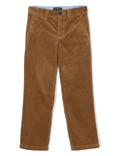 Shop Ralph Lauren Corduroy Straight-leg Trousers In Neutrals