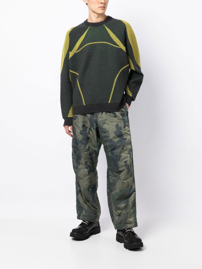 Shop Oamc Camouflage-pattern Cargo Trousers In Green