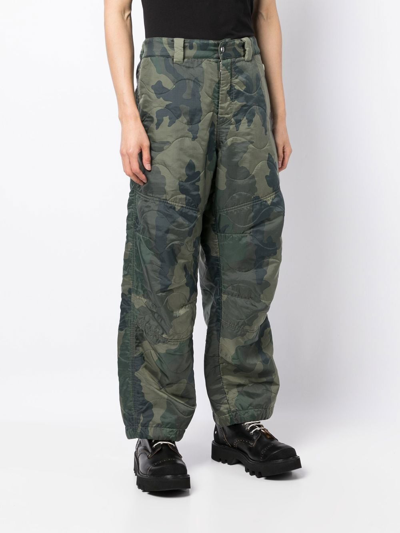 Shop Oamc Camouflage-pattern Cargo Trousers In Green