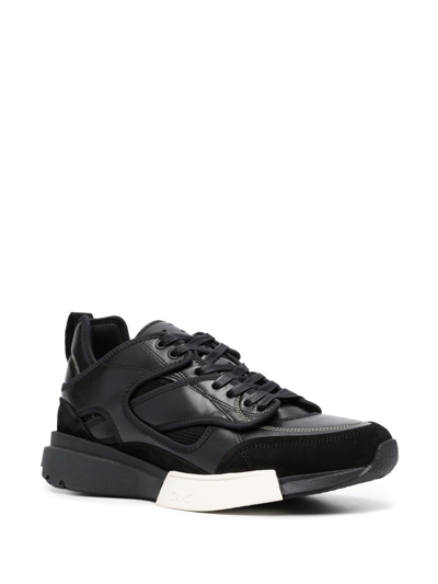 Shop Oamc Aurora Leather Low-top Sneakers In Black