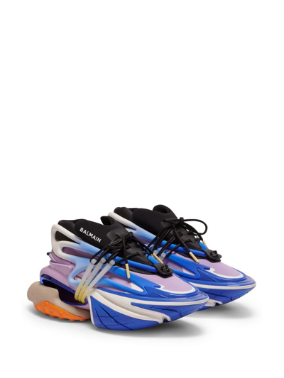 Balmain Unicorn Low-top Trainers In Neoprene And Leather In Blue