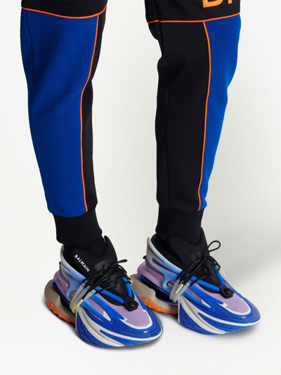 Balmain Unicorn Low-top Trainers In Neoprene And Leather In Blue