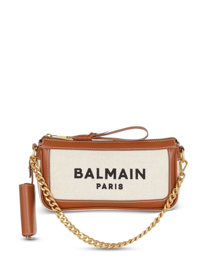 Shop Balmain B-army Clutch Bag In Neutrals
